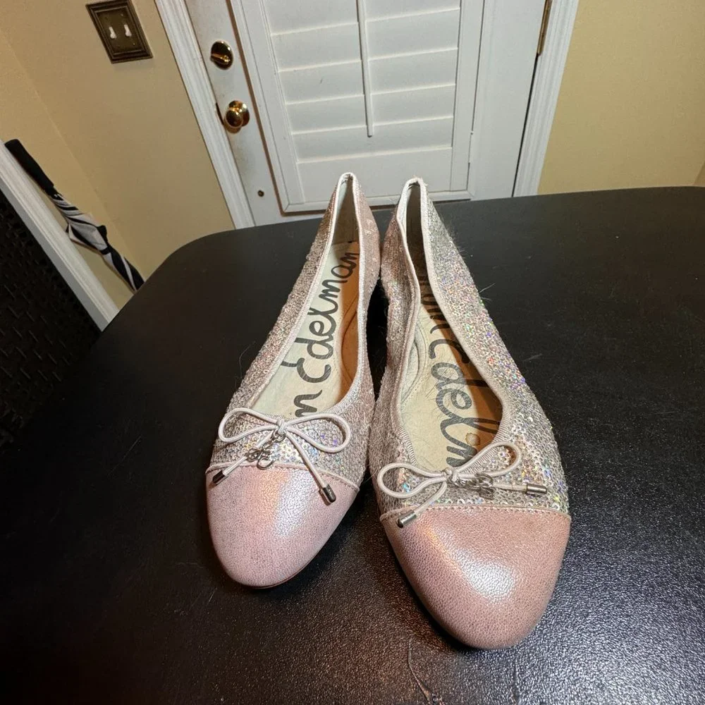 Sam edelman size 9 blush sequened flats